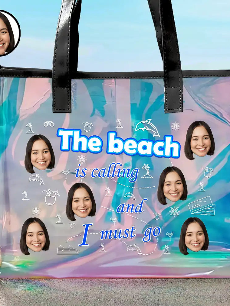 Custom Photo The Beach Is Calling And I Must Go - Personalized Holographic Tote 1