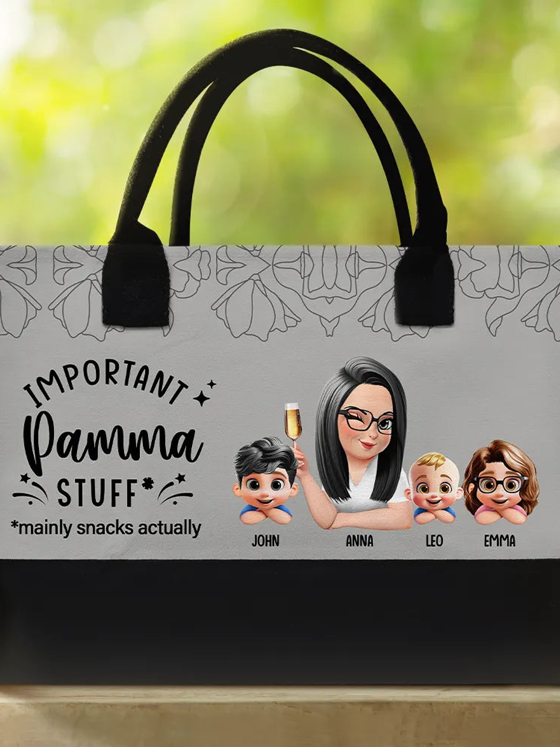 Important Grandma Stuff Mainly Snacks Actually 3D Effect - Personalized Canvas Tote Bag 2