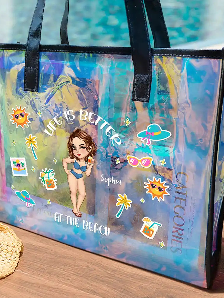 Beach Hair Don't Care - Personalized Holographic Tote 2