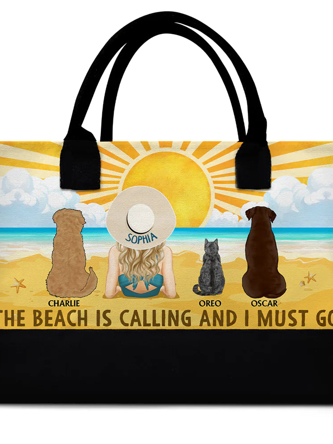 The Beach Is Calling And I Must Go Dog Cat - Personalized Canvas Tote Bag 1