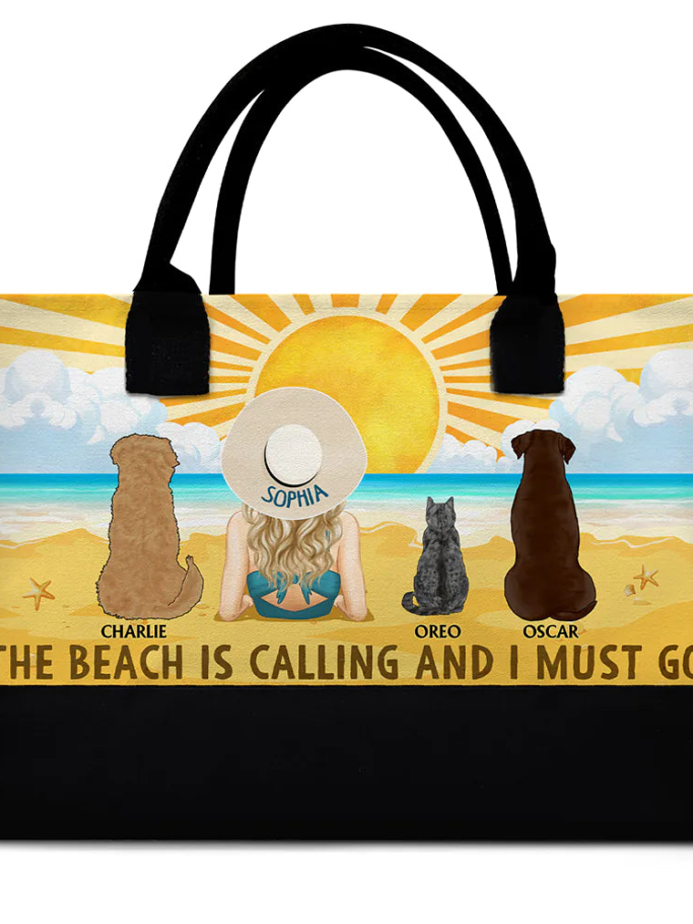 The Beach Is Calling And I Must Go Dog Cat - Personalized Canvas Tote Bag 1