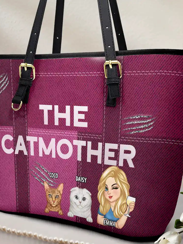 The Catmother - Personalized Leather Tote Bag 2