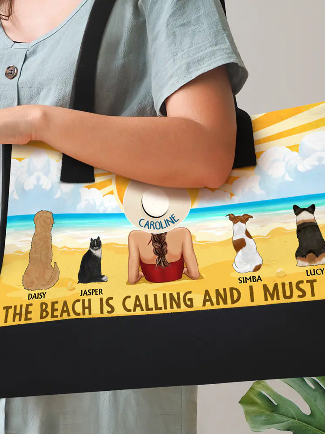 The Beach Is Calling And I Must Go Dog Cat - Personalized Canvas Tote Bag 3