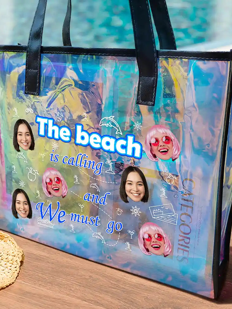 Custom Photo The Beach Is Calling And I Must Go - Personalized Holographic Tote 3