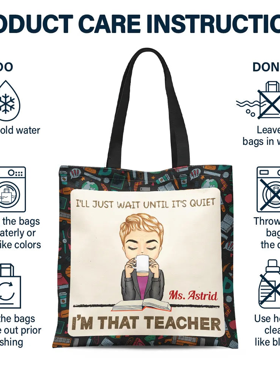 I'll Just Wait Until It's Quiet - Personalized Tote Bag 6