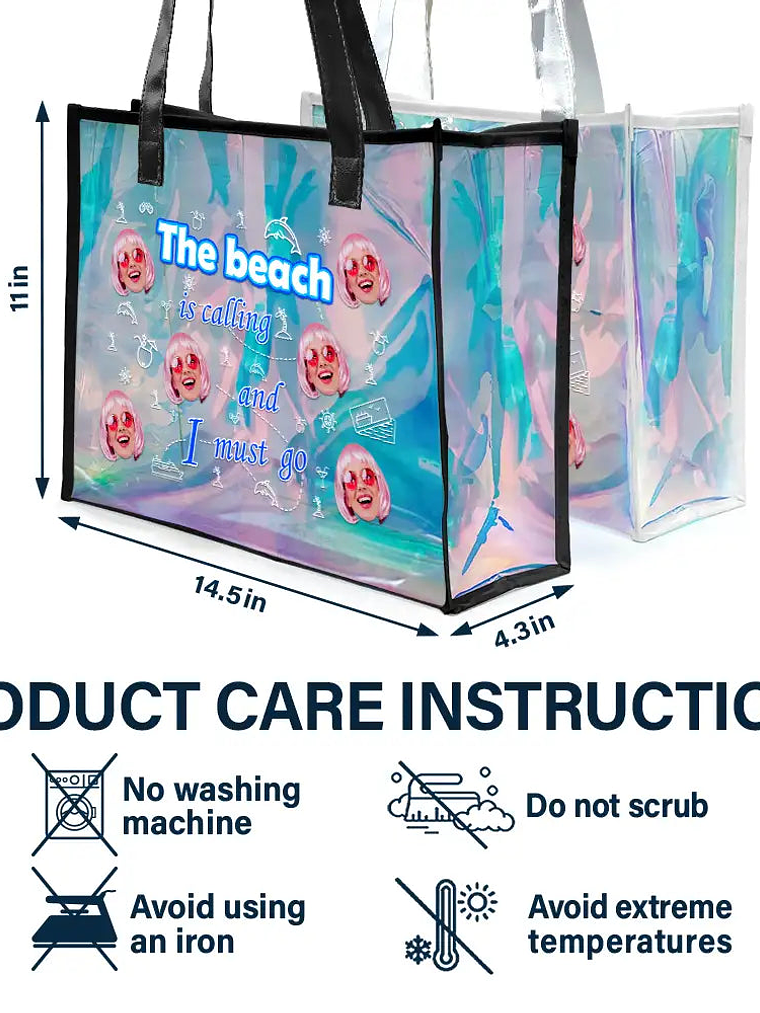 Custom Photo The Beach Is Calling And I Must Go - Personalized Holographic Tote 6