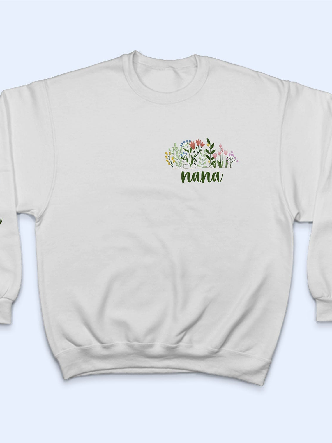 Floral Mama Title - Birthday, Loving Gift For Mom, Mother, Grandma, Grandmother - Personalized Unisex Sweatshirt With Design On Sleeve 3