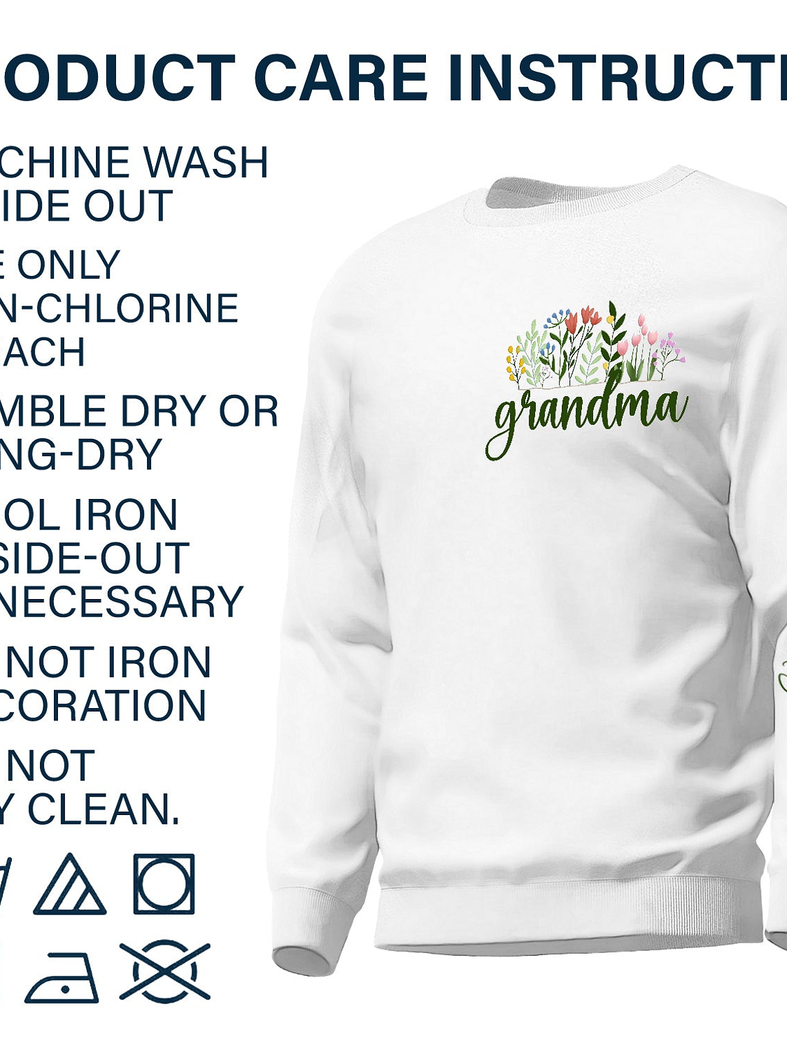 Floral Mama Title - Birthday, Loving Gift For Mom, Mother, Grandma, Grandmother - Personalized Unisex Sweatshirt With Design On Sleeve 6