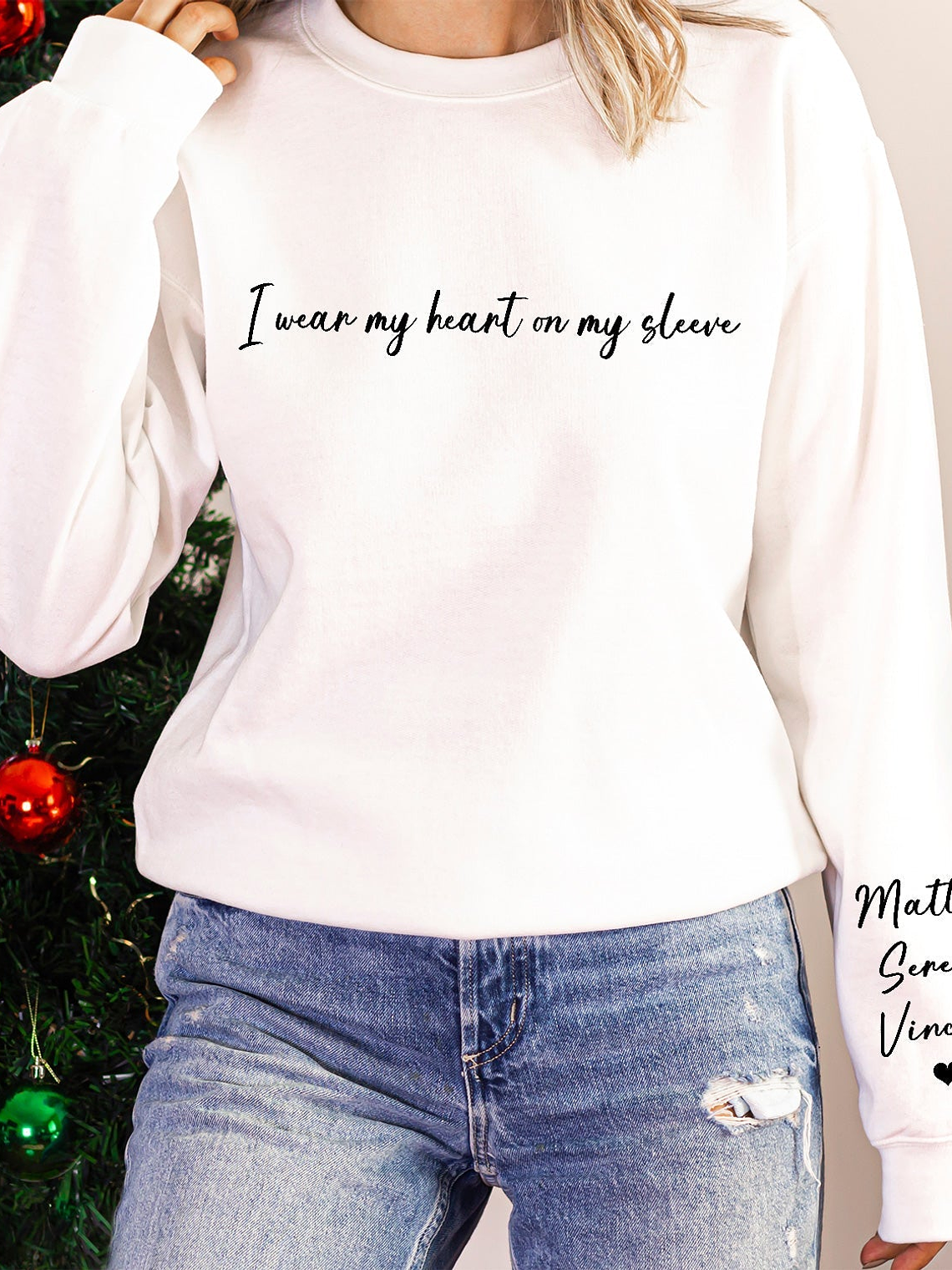 I Wear My Heart On My Sleeve - Gift For Mom, Grandma, Besties, Sisters - Personalized Sweatshirt With Sleeve Imprint 5