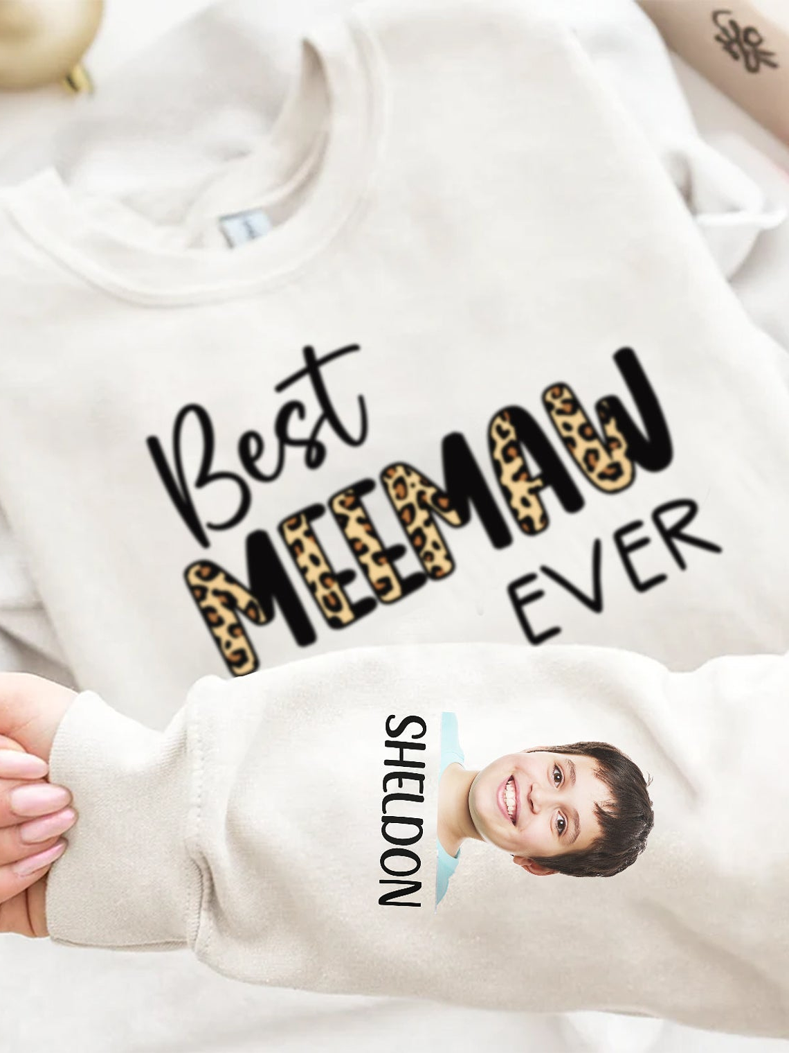 Custom Photo Best Mom Ever - Gift For Mothers And Grandmas - Personalized Sweatshirt With Sleeve Imprint 5