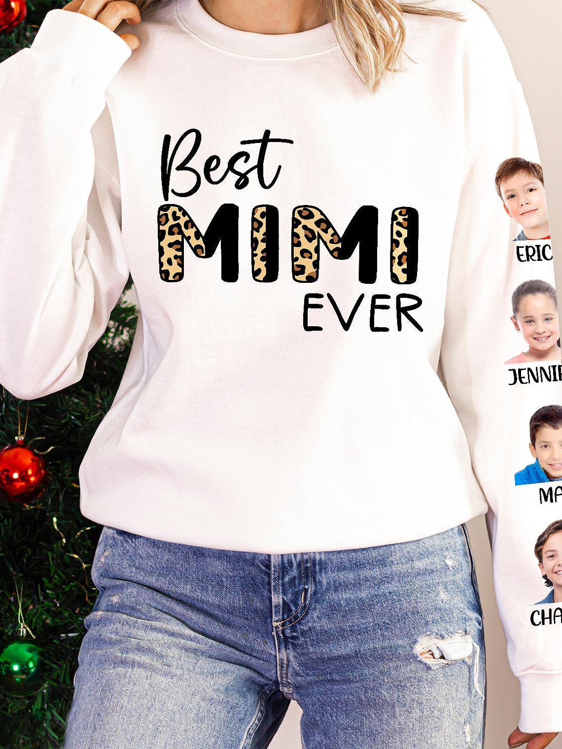 Custom Photo Best Mom Ever - Gift For Mothers And Grandmas - Personalized Sweatshirt With Sleeve Imprint 7