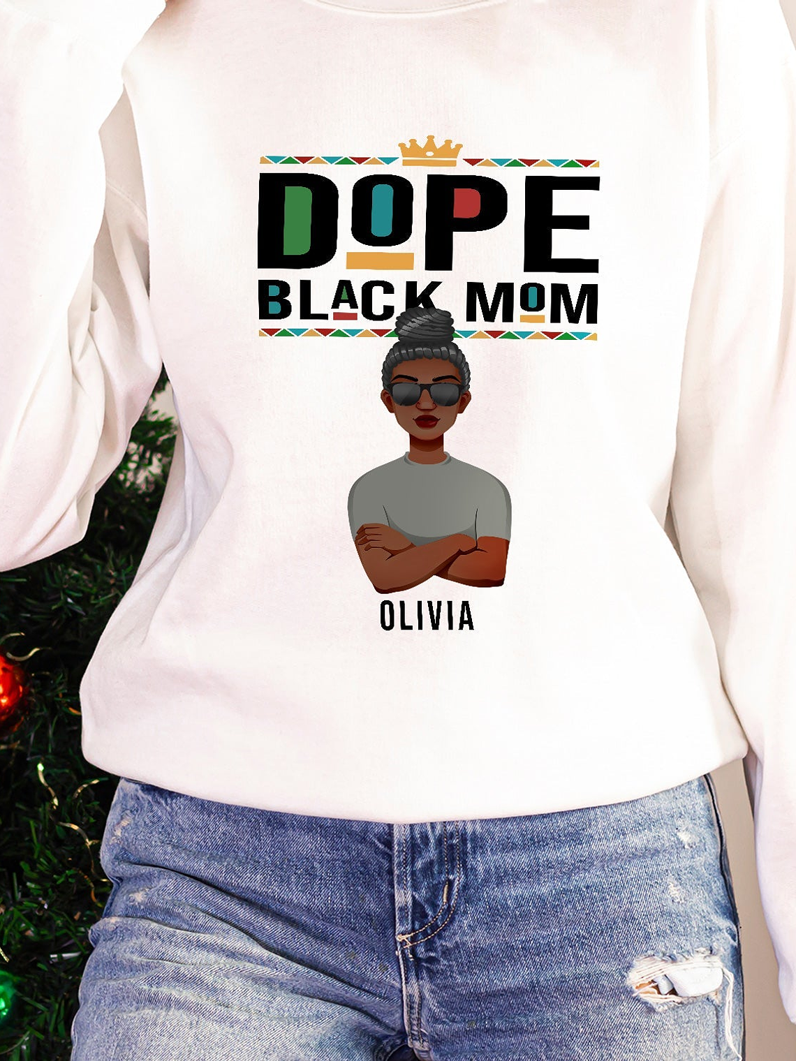 Dope Black Mom - Gift For Black Mom - Personalized Unisex Sweatshirt With Design On Sleeve 5