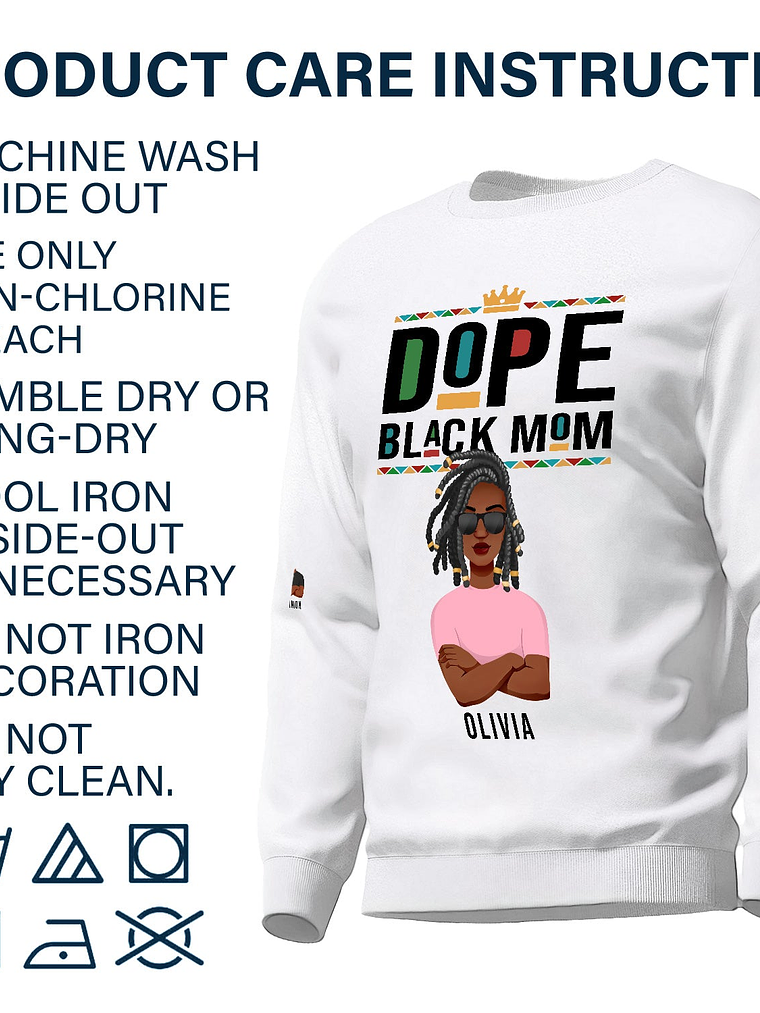 Dope Black Mom - Gift For Black Mom - Personalized Unisex Sweatshirt With Design On Sleeve 6