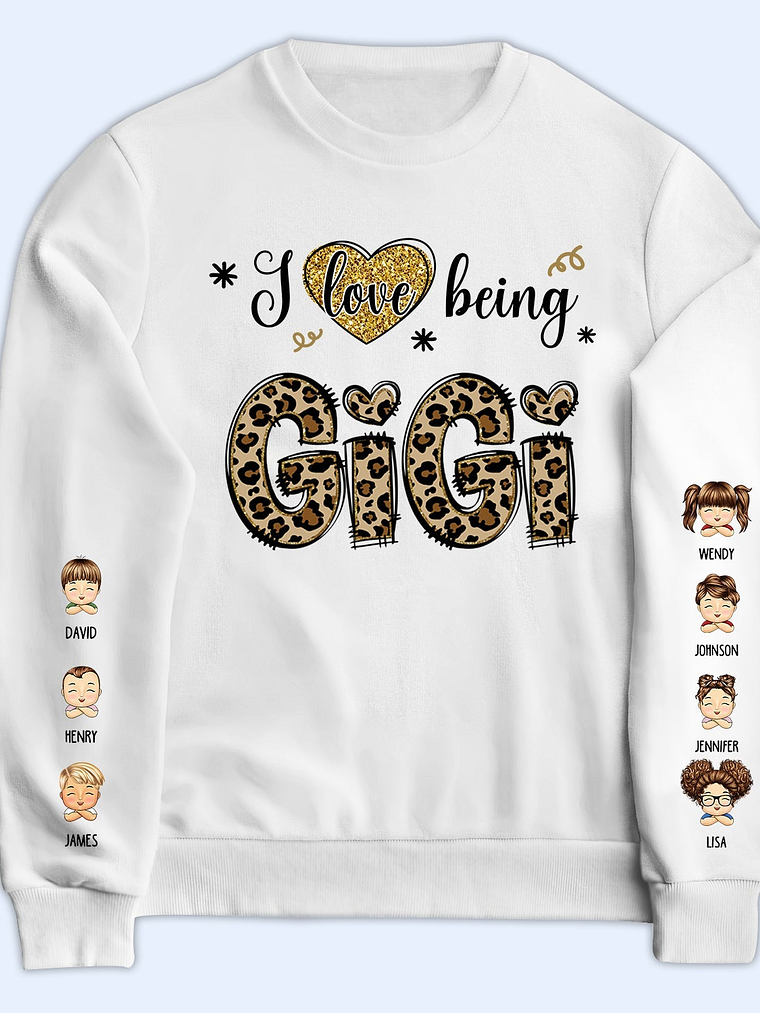 I Love Being Grandma - Gift For Grandma - Personalized Unisex Sweatshirt With Design On Sleeve 1