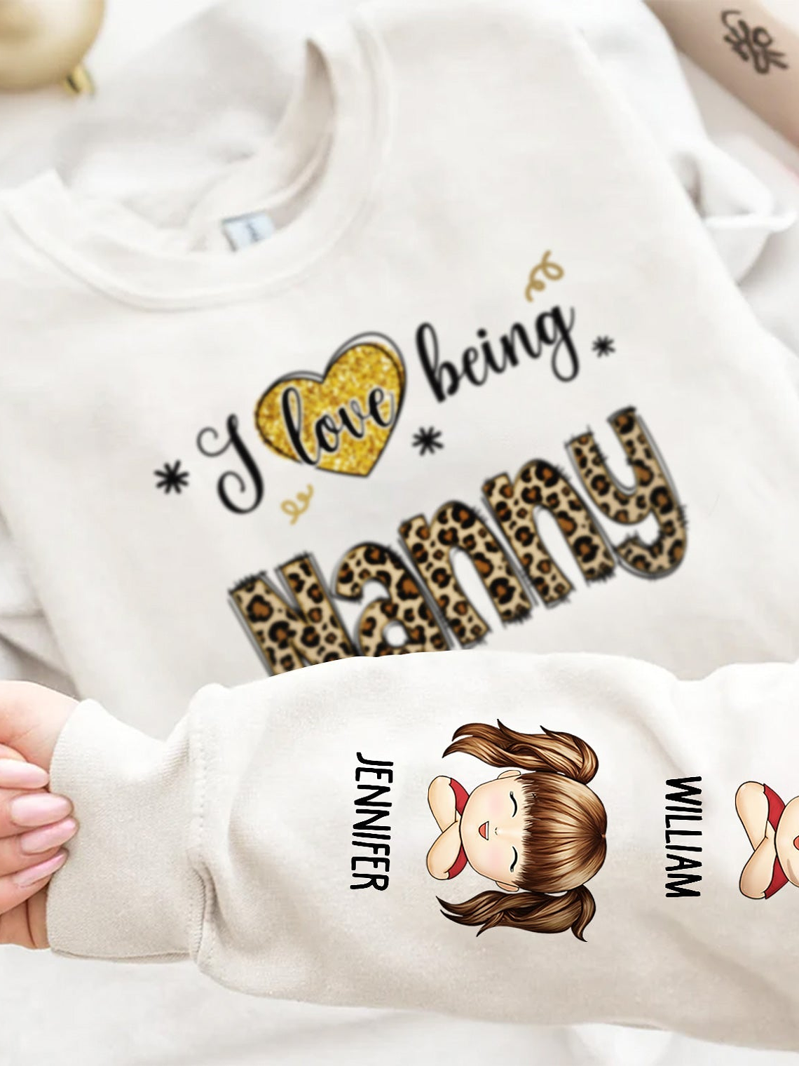 I Love Being Grandma - Gift For Grandma - Personalized Unisex Sweatshirt With Design On Sleeve 3