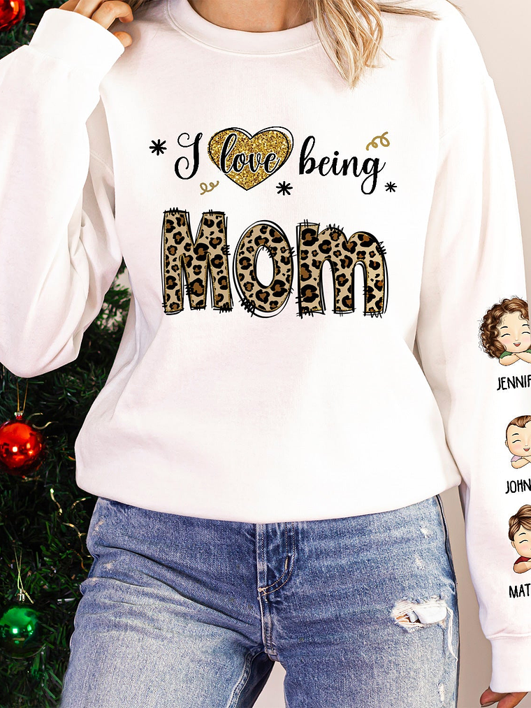 I Love Being Grandma - Gift For Grandma - Personalized Unisex Sweatshirt With Design On Sleeve 4