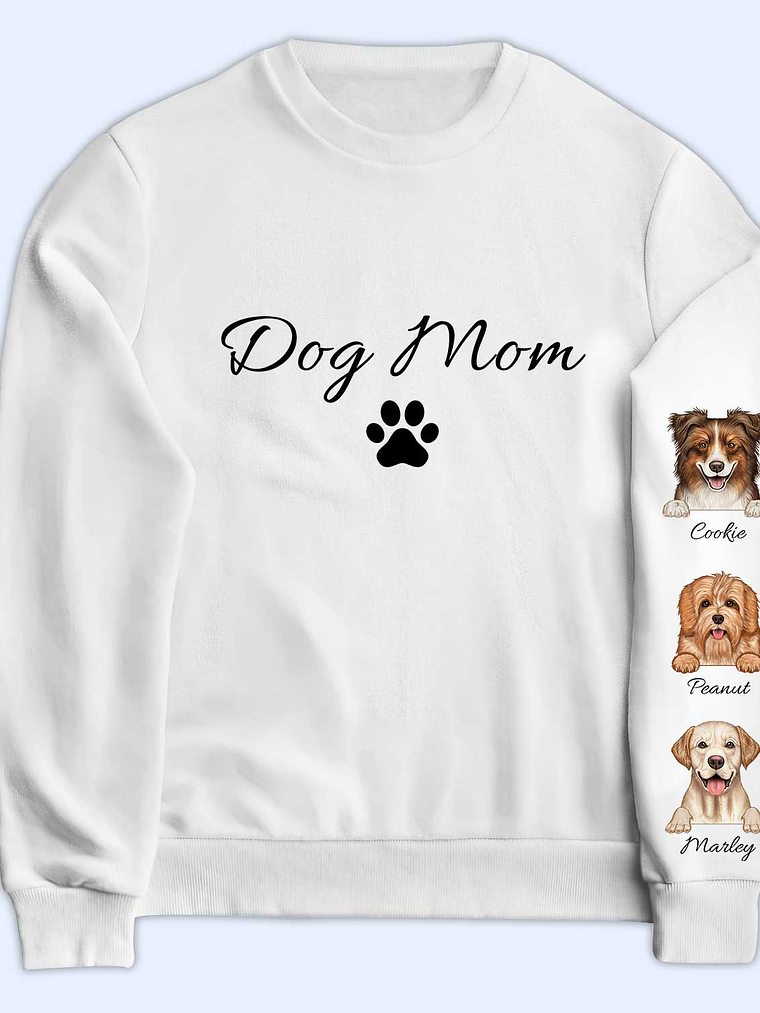Dog Mom Dog Dad - Gift For Dog Lovers - Personalized Sweatshirt With Sleeve Imprint 1