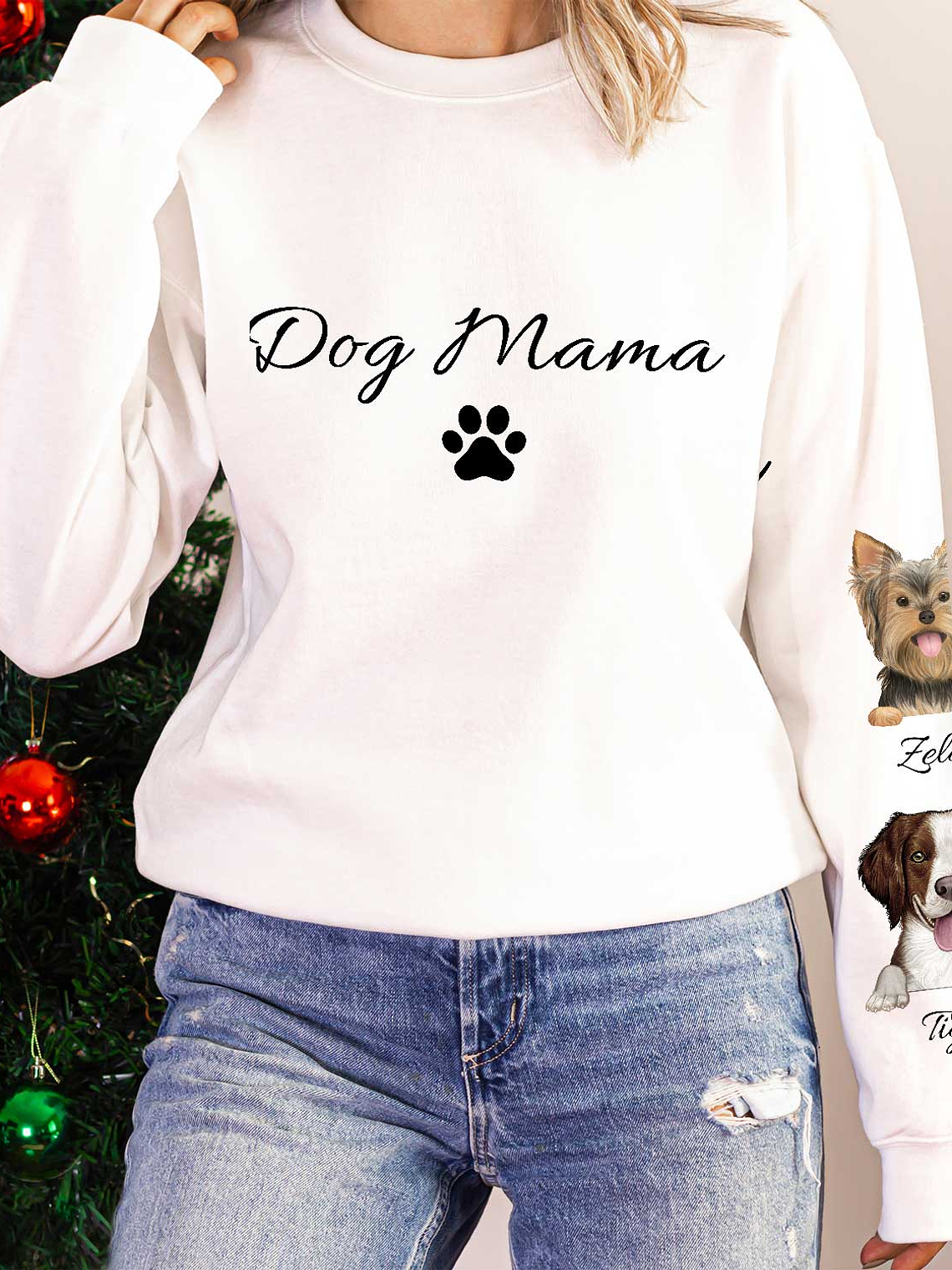 Dog Mom Dog Dad - Gift For Dog Lovers - Personalized Sweatshirt With Sleeve Imprint 5