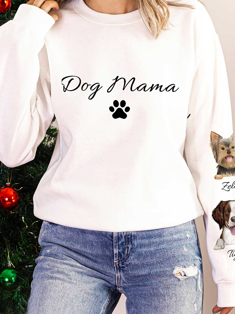 Dog Mom Dog Dad - Gift For Dog Lovers - Personalized Sweatshirt With Sleeve Imprint 5