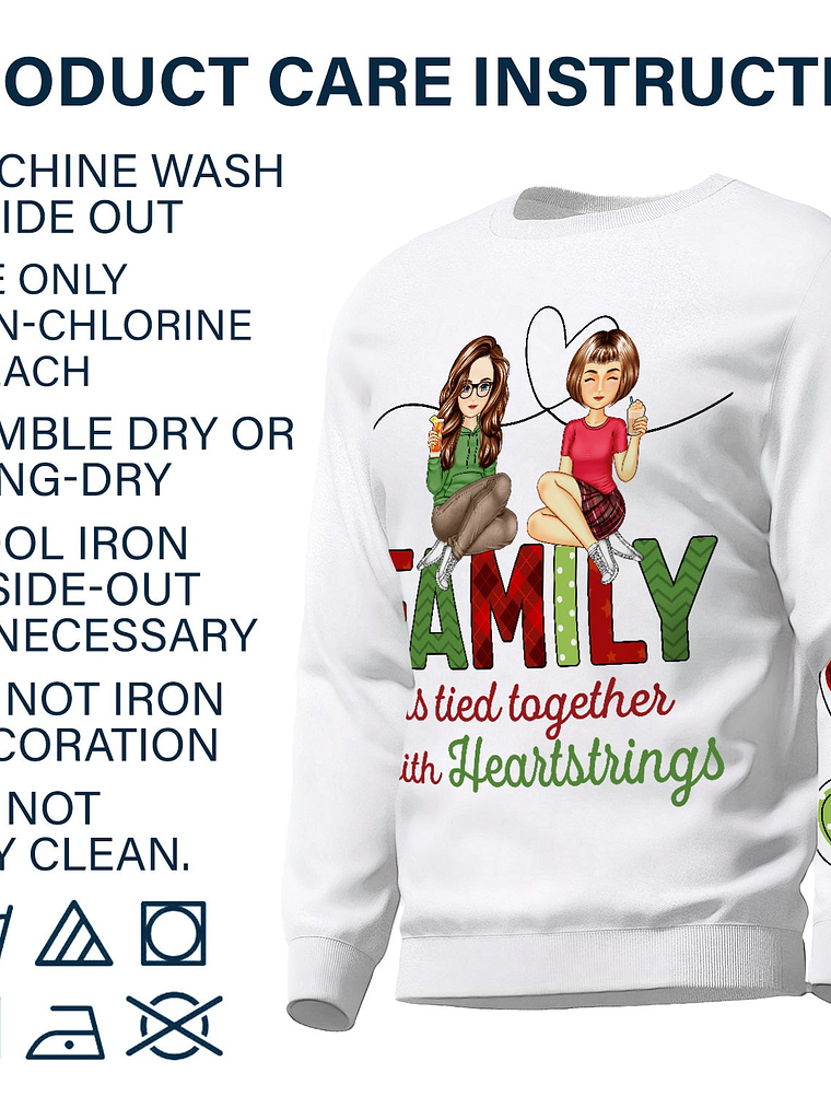 Sisters Are Tied Together With Heartstrings - Christmas Gift For Besties, Sisters - Personalized Sweatshirt With Sleeve Imprint 6