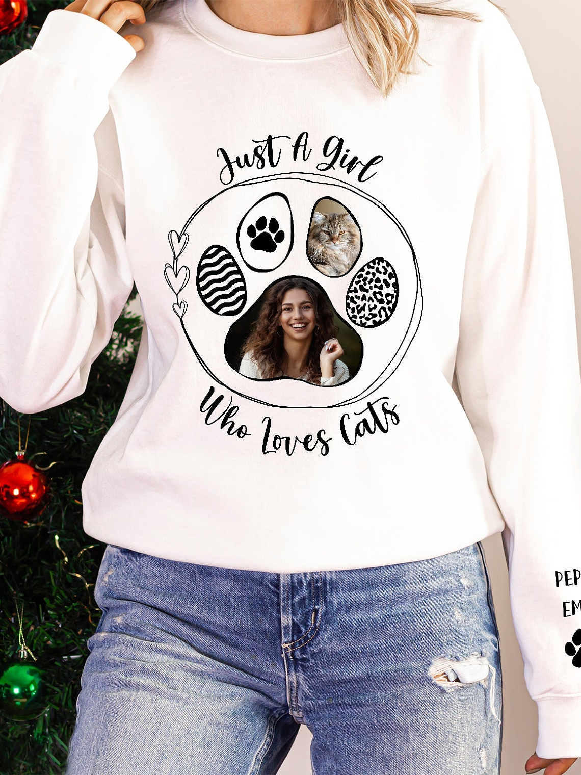 Custom Photo Just A Girl Who Loves Dog - Gift For Dog Lovers - Personalized Sweatshirt With Sleeve Imprint 5