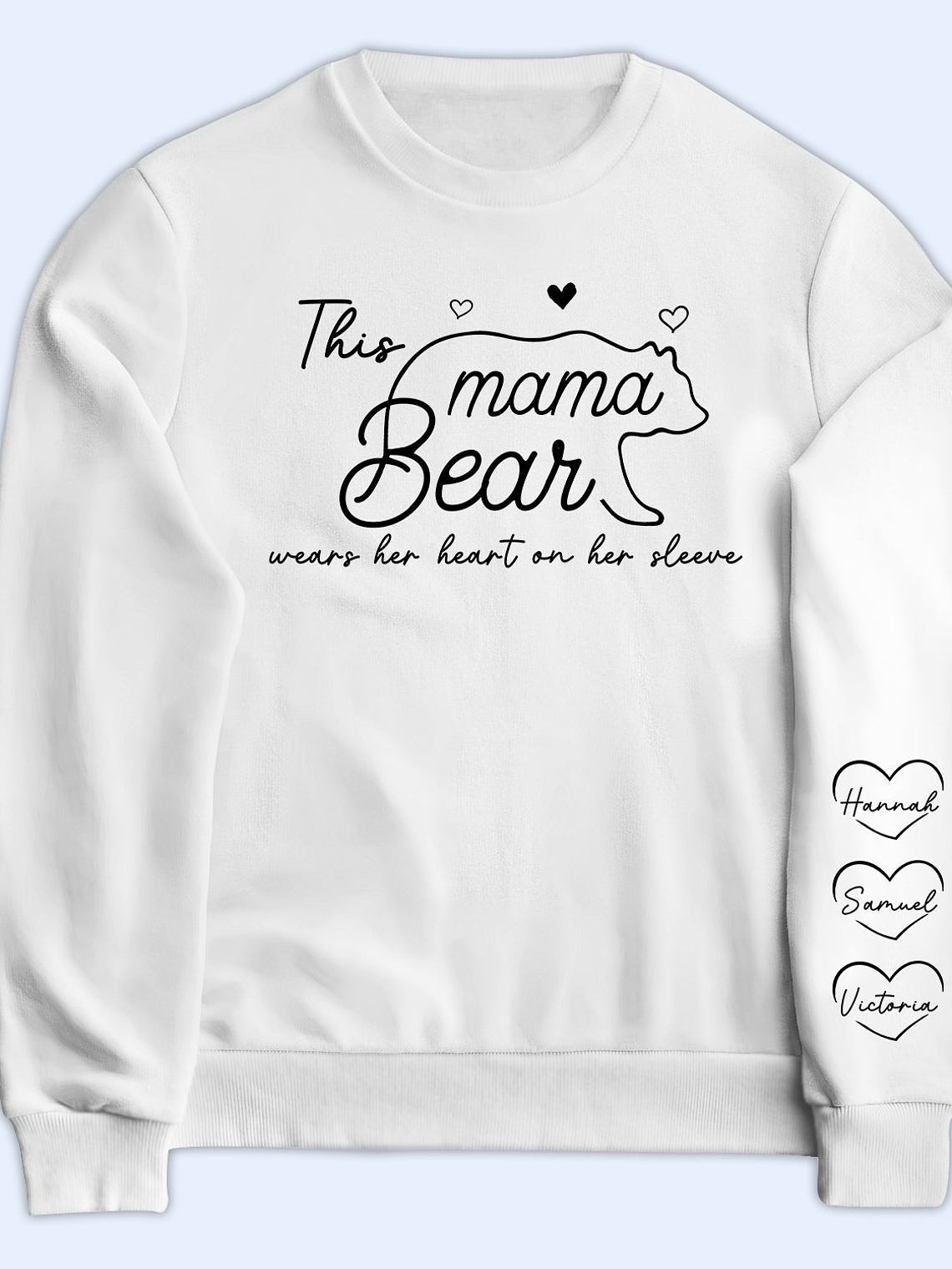 This Mama Bear Wears Her Heart On Her Sleeve - Gift For Mom - Personalized Sweatshirt With Sleeve Imprint 1