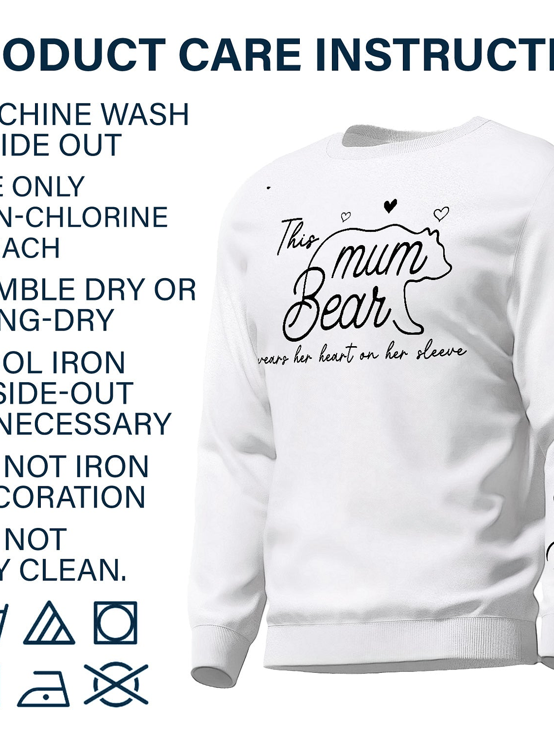 This Mama Bear Wears Her Heart On Her Sleeve - Gift For Mom - Personalized Sweatshirt With Sleeve Imprint 6