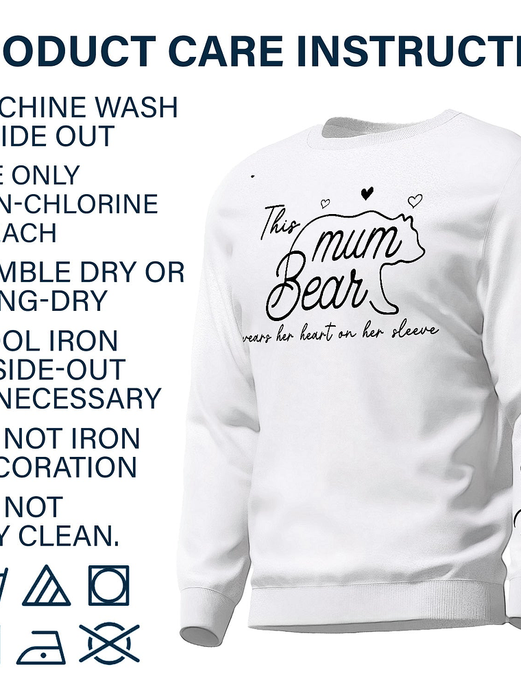 This Mama Bear Wears Her Heart On Her Sleeve - Gift For Mom - Personalized Sweatshirt With Sleeve Imprint 6