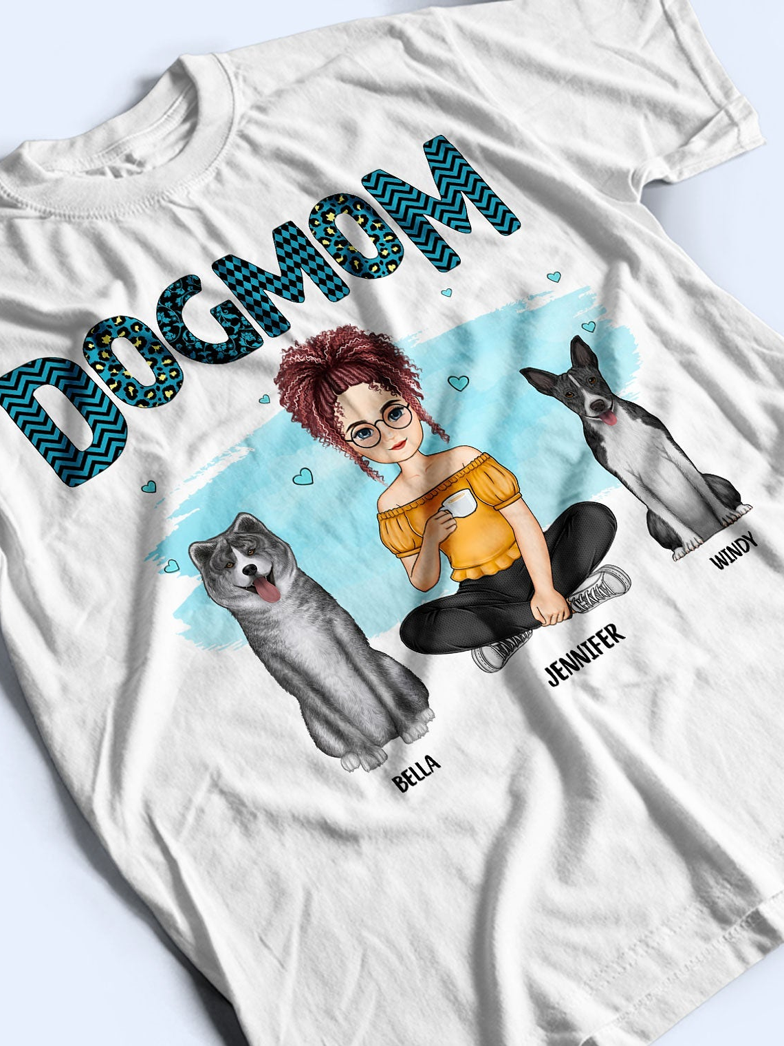 Dog Mom Blue Pattern - Gift For Dog Lovers - Personalized Sweatshirt 3