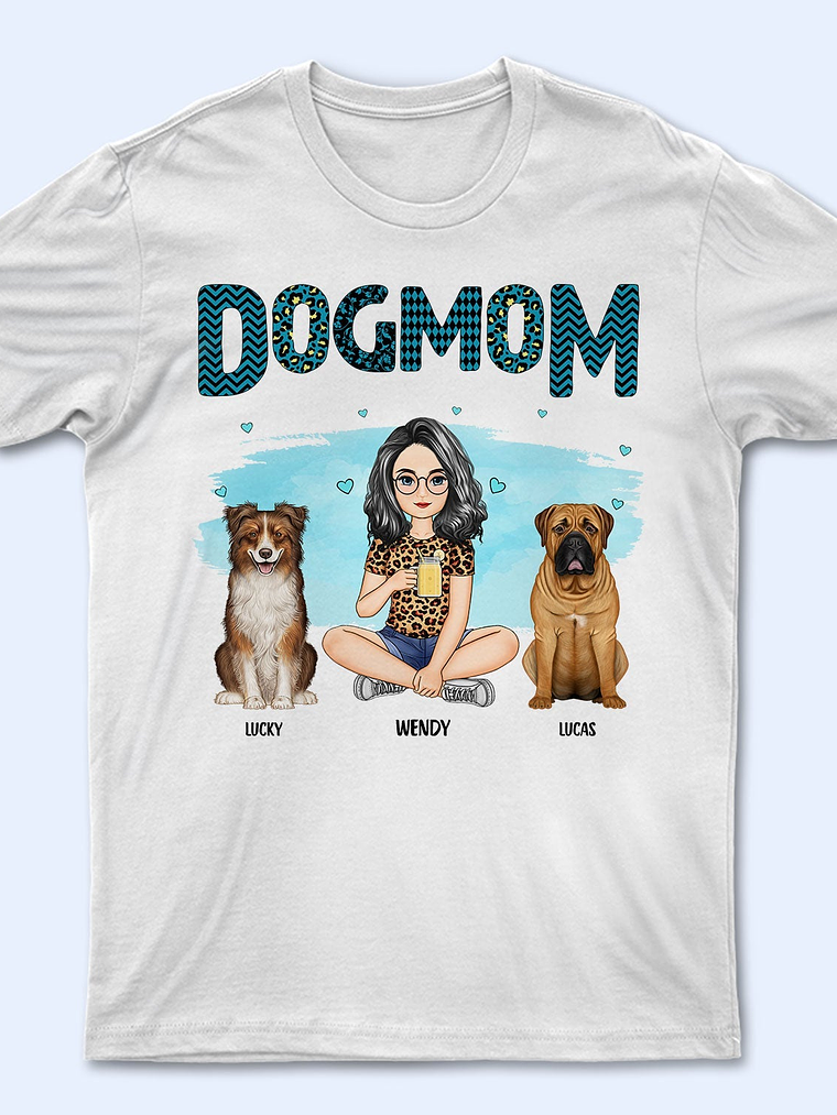 Dog Mom Blue Pattern - Gift For Dog Lovers - Personalized Sweatshirt 4