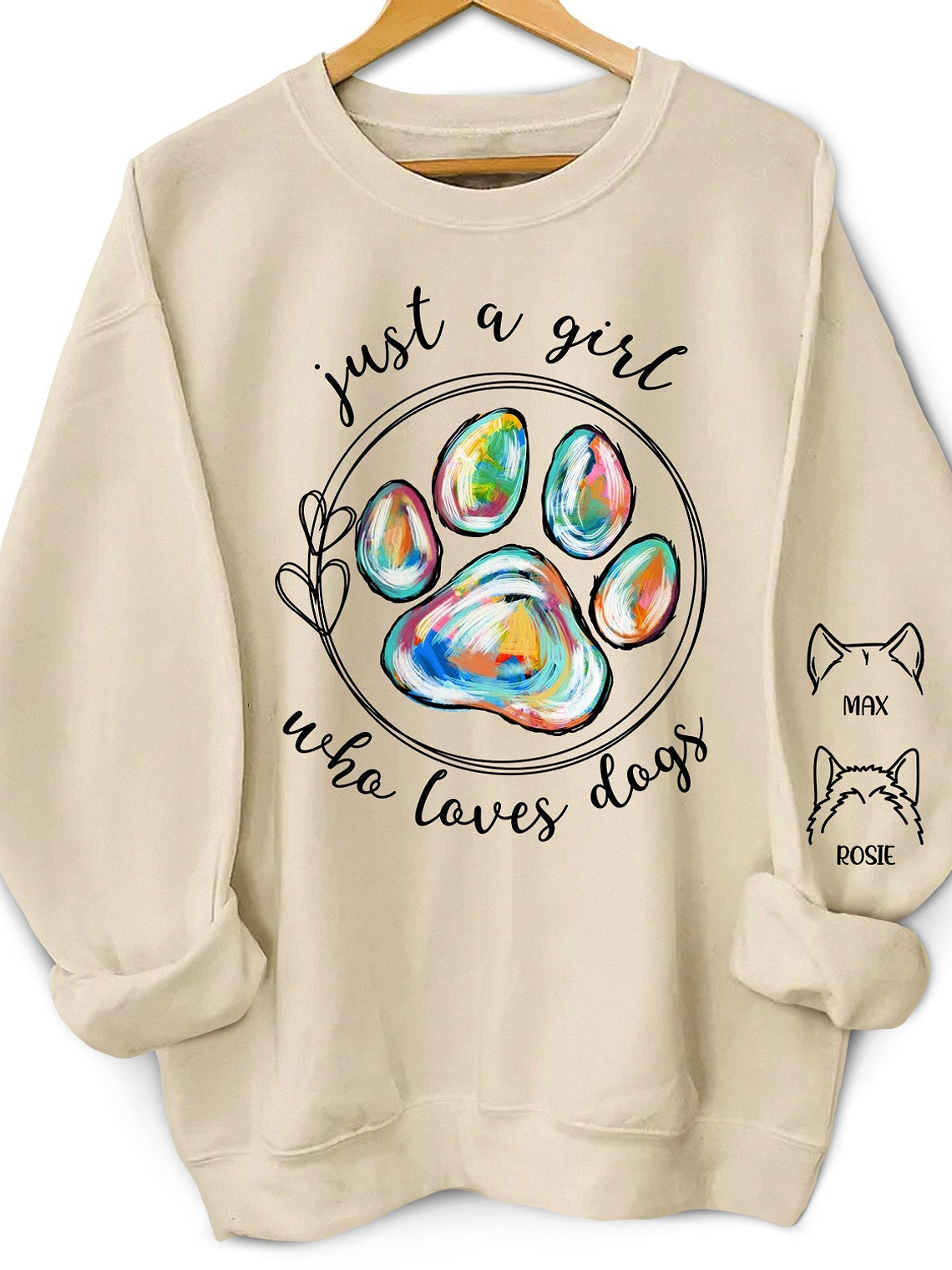Just A Girl Who Loves Dogs Cats - Birthday, Loving Gift For Dog Lover, Cat Mom, Pet Mum - Personalized Unisex Sweatshirt With Design On Sleeve 1