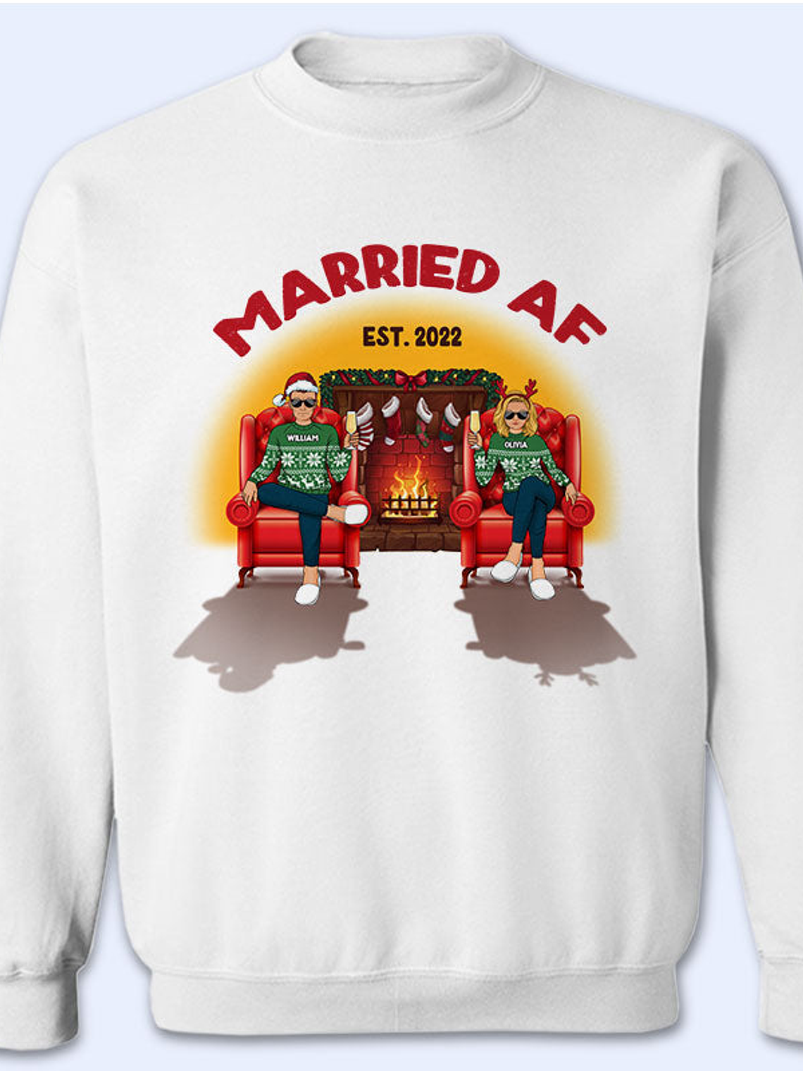 Christmas Married AF - Gift For Couples - Personalized Custom Sweatshirt 1