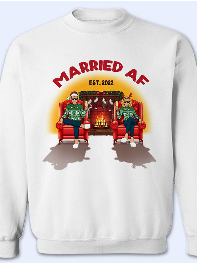Christmas Married AF - Gift For Couples - Personalized Custom Sweatshirt 1
