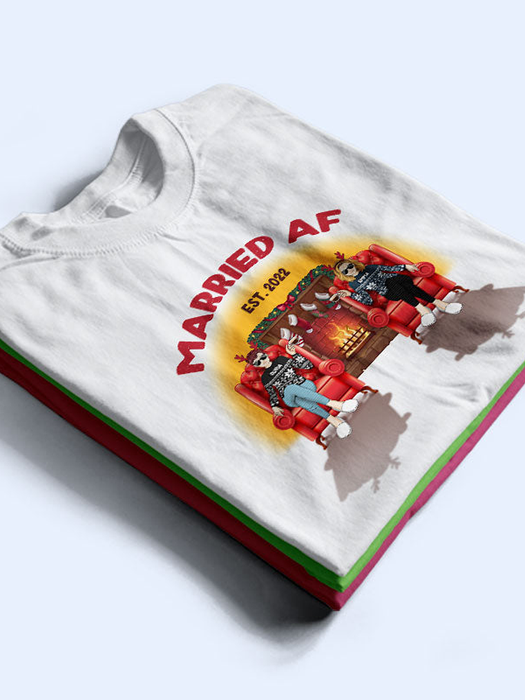 Christmas Married AF - Gift For Couples - Personalized Custom Sweatshirt 2