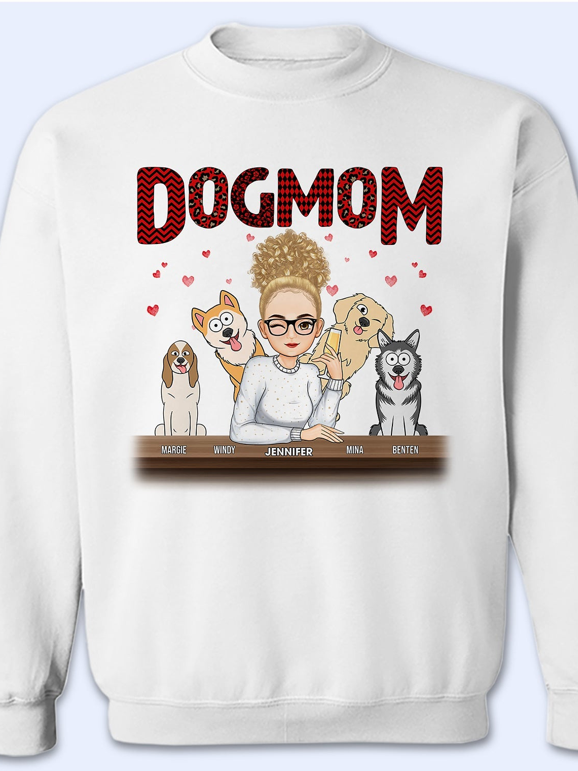 Dog Mom Red Pattern - Gift For Dog Lovers - Personalized Sweatshirt 1