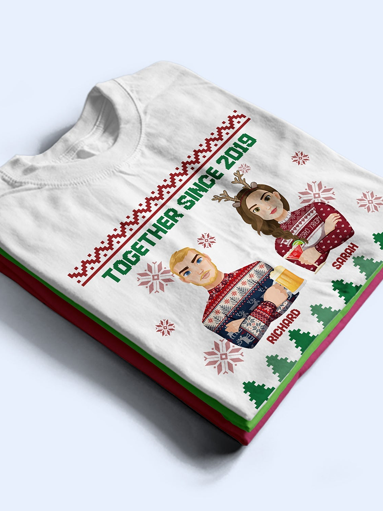 Flat Art - Christmas, Funny Gift For Family, Couple, Dad, Mom, Grandpa, Grandma - Personalized Sweatshirt 2