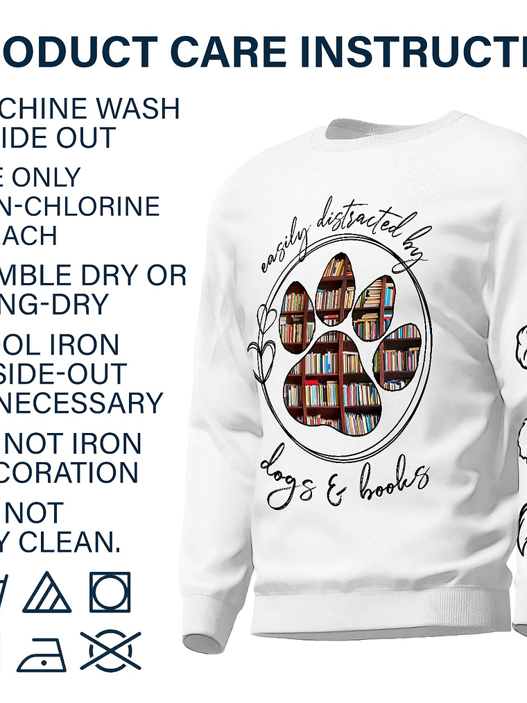 Easily Distracted By Dogs Cats And Books - Birthday, Loving Gift For Dog Lover, Cat Mom, Pet Mum - Personalized Unisex Sweatshirt With Design On Sleeve 6