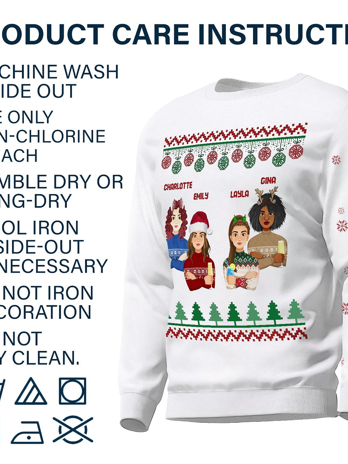 Flat Art - Christmas, Funny Gift For Family, Couple, Dad, Mom, Grandpa, Grandma - Personalized Sweatshirt With Sleeve Imprint 6