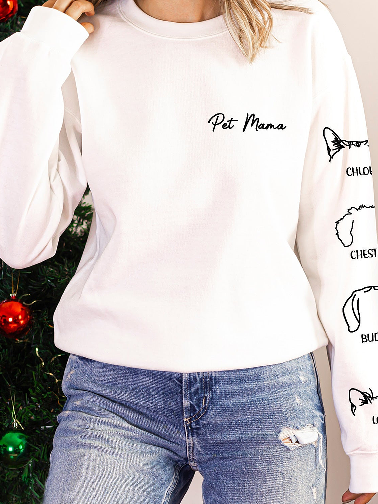 Dog Mama - Gift For Pet Lovers - Personalized Sweatshirt With Sleeve Imprint 5