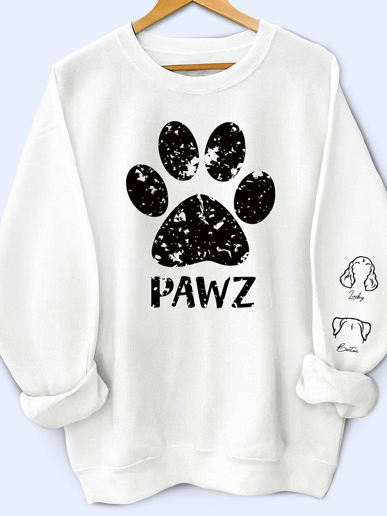 Pawz Dog Mom Dog Dad - Gift For Dog Lovers - Personalized Unisex Sweatshirt With Design On Sleeve 1