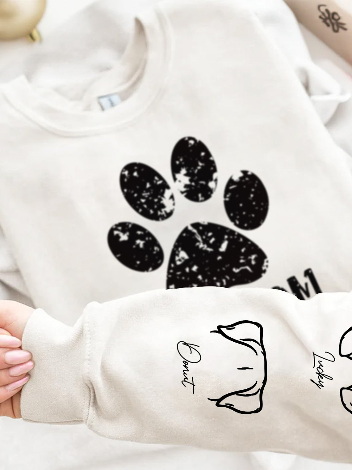 Pawz Dog Mom Dog Dad - Gift For Dog Lovers - Personalized Unisex Sweatshirt With Design On Sleeve 4