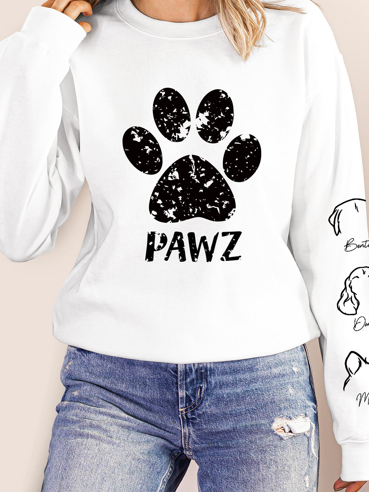 Pawz Dog Mom Dog Dad - Gift For Dog Lovers - Personalized Unisex Sweatshirt With Design On Sleeve 5