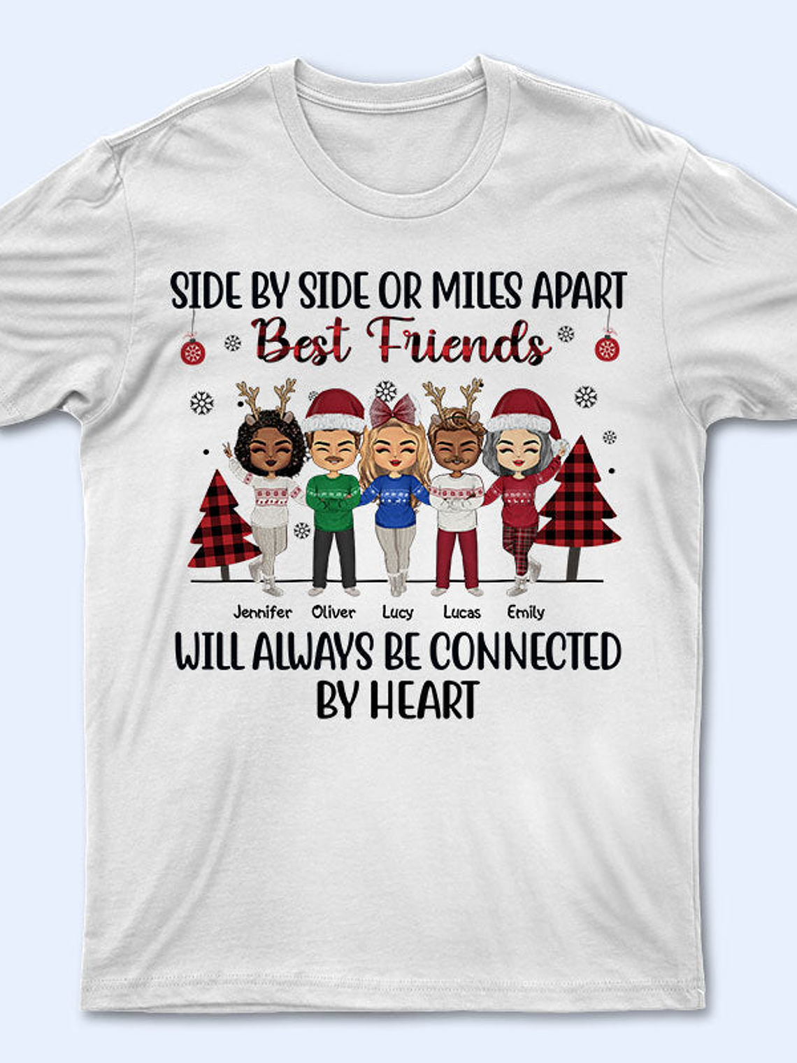 Side By Side Or Miles Apart Sisters Brothers And Best Friends - Christmas Gift - Personalized Custom Sweatshirt 2