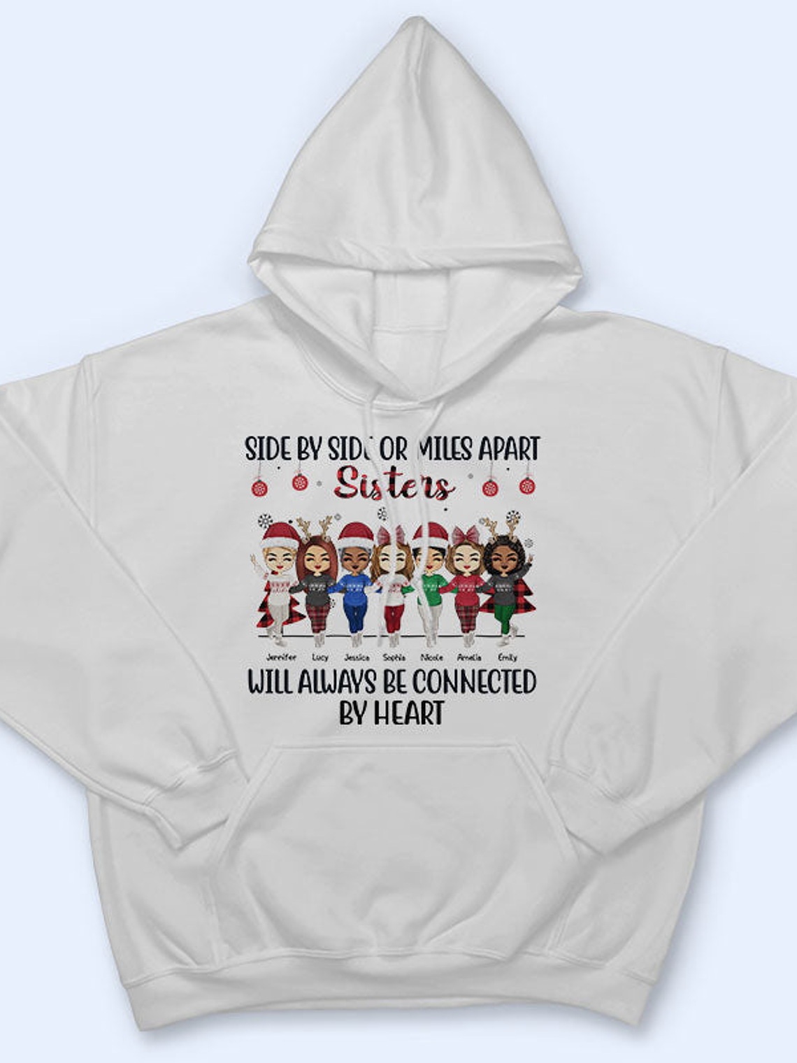 Side By Side Or Miles Apart Sisters Brothers And Best Friends - Christmas Gift - Personalized Custom Sweatshirt 3