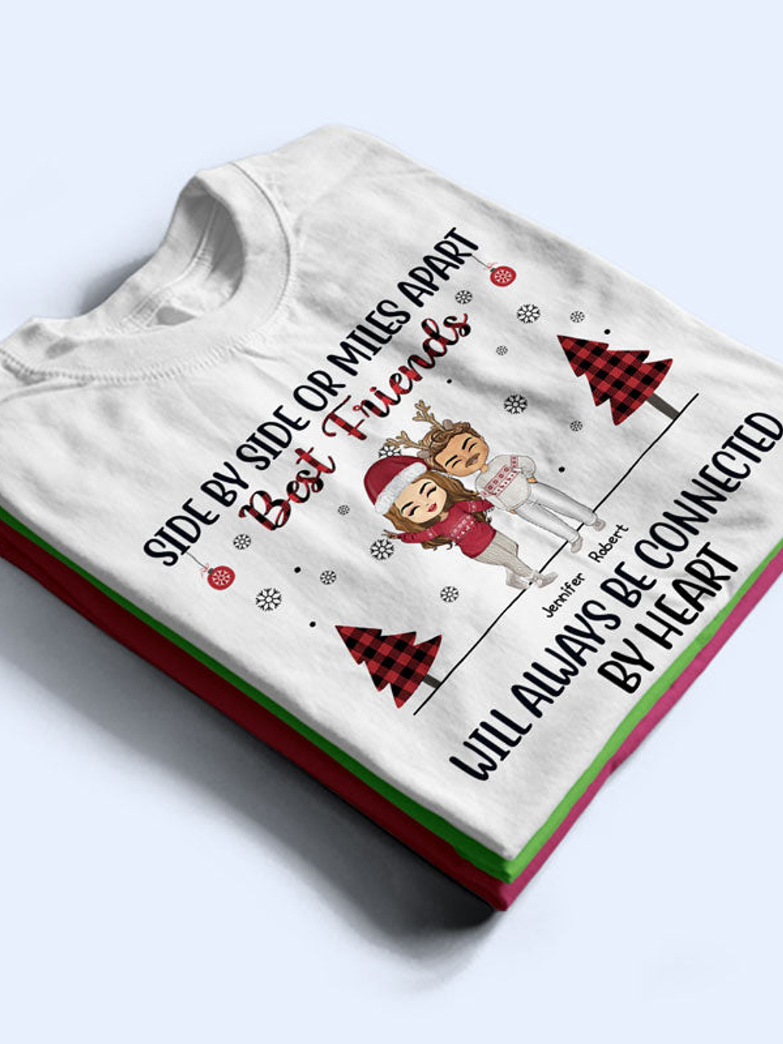 Side By Side Or Miles Apart Sisters Brothers And Best Friends - Christmas Gift - Personalized Custom Sweatshirt 4