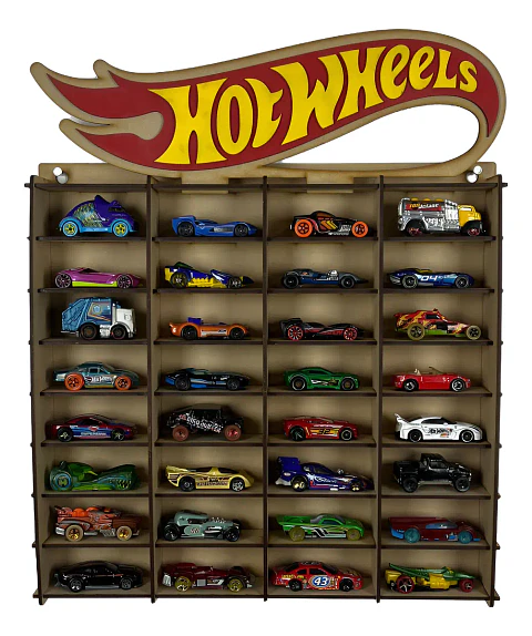 Exhibidor De Autos Escala 1:64 Para 32 Autos Logo 3D a Color
