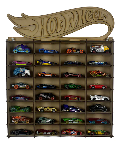 Exhibidor De Autos Escala 1:64 Para 32 Autos Logo 3D Sin Color
