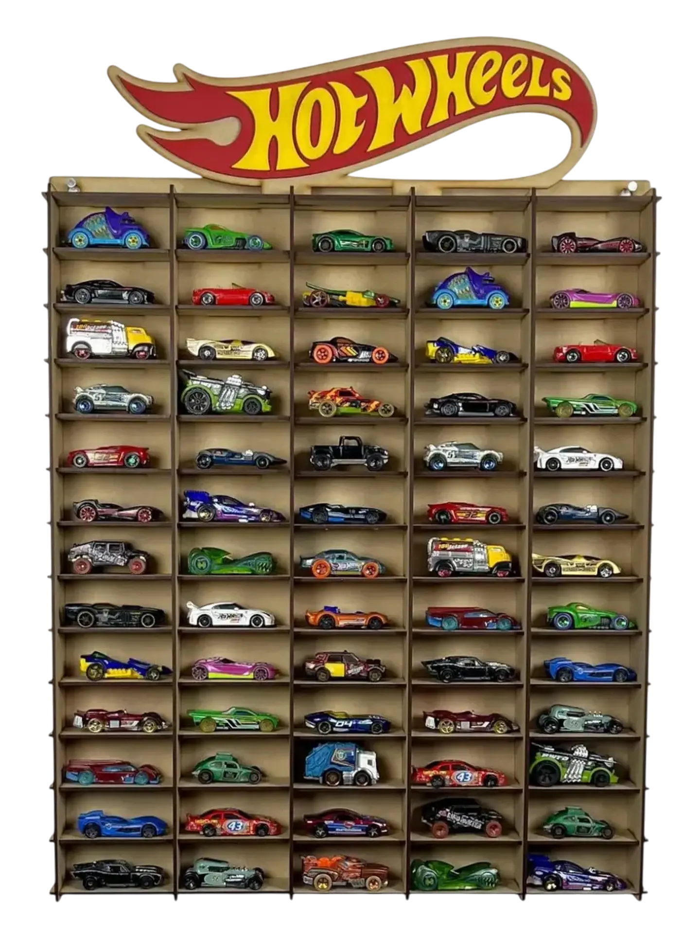 Exhibidor De Autos Escala 1:64 Para 65 Autos Logo 3D a Color 1