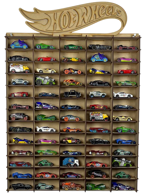 Exhibidor De Autos Escala 1:64 Para 65 Autos Logo 3D Sin Color