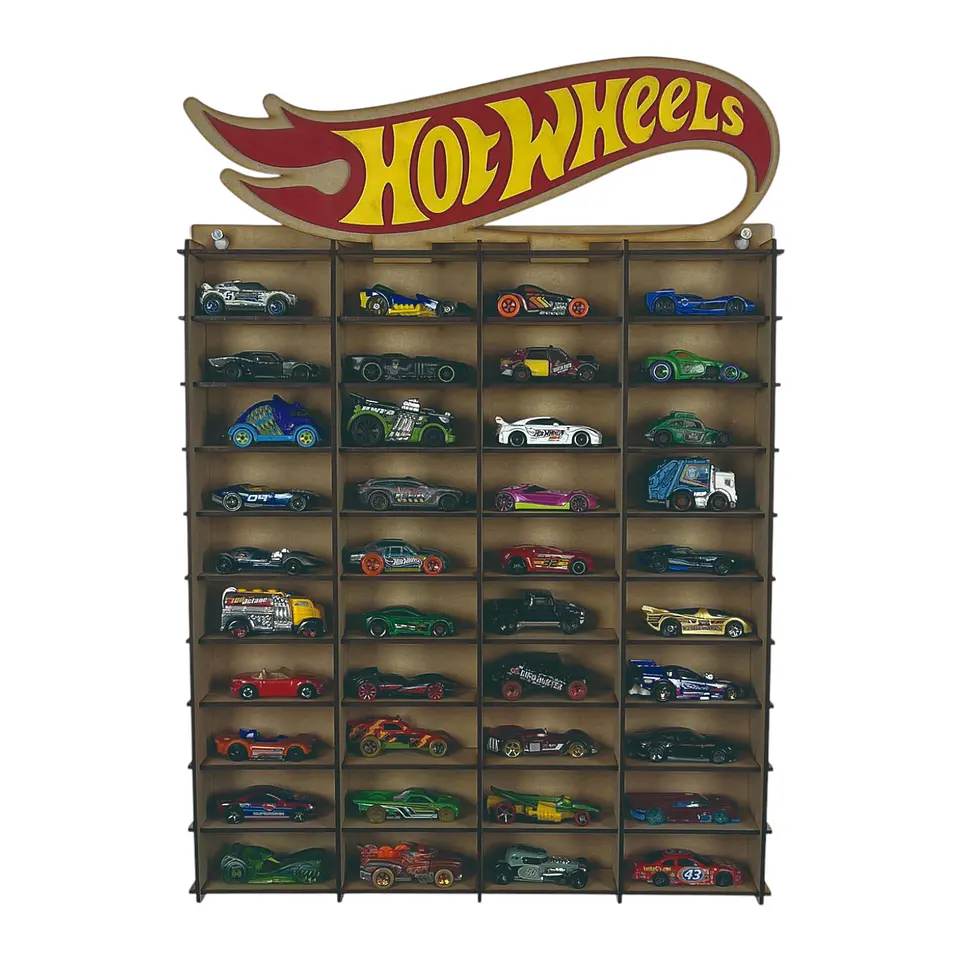 Exhibidor De Autos Escala 1:64 Para 40 Autos Logo 3D a Color 1